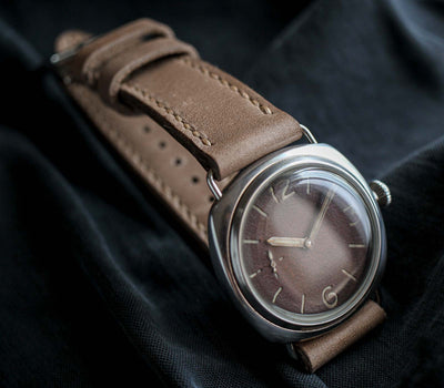Custom Made Leather Watch Strap - Dark Beige