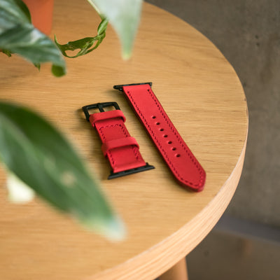 VegTan Leather Apple Watch Strap - Carmine