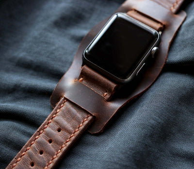 Custom Made Apple Watch Bund Strap - Antique Brown