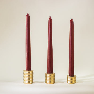 Brass Cylinder Candlestick - Set of 3