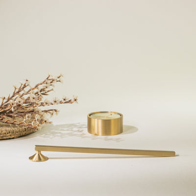 Brass Tealight Holder with Candle Snuffer - Set of 2