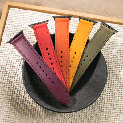 Custom Made VegTan Leather Watch Strap - Carmine