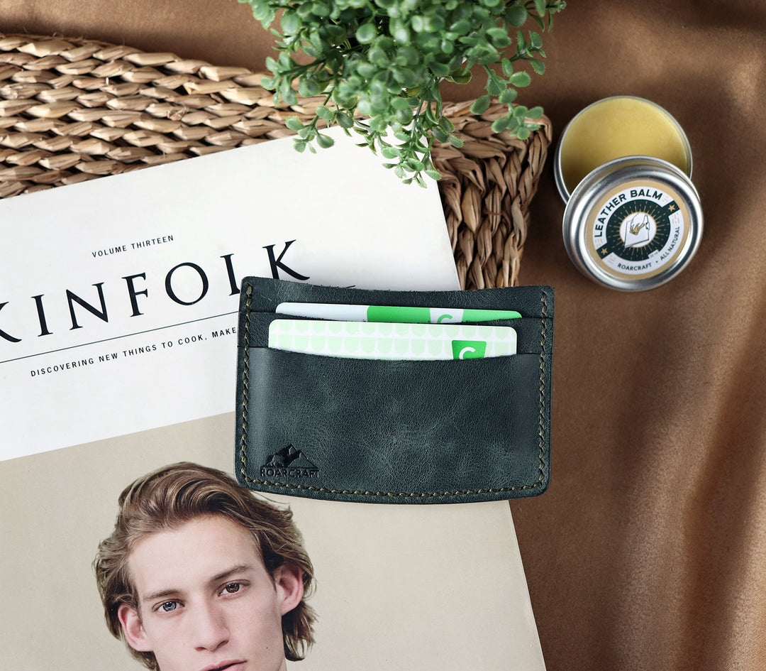 Minimalist Card Holder - Handmade Leather Card Wallet Tobacco Minimalist Card Holder - Handmade Leather Card Wallet Tobacco