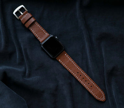 Custom Made Apple Watch Strap - Chocolate Saffiano