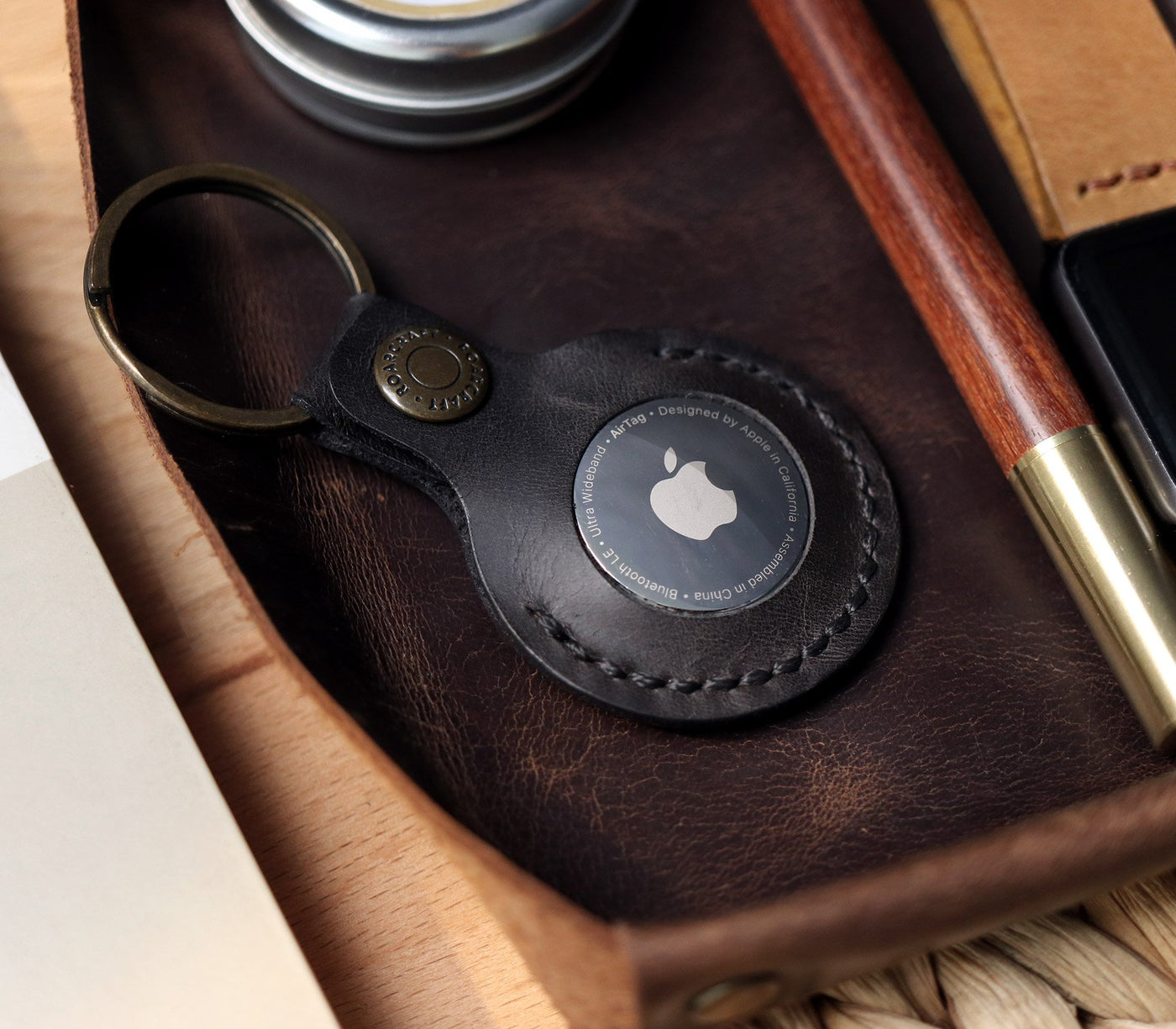 Apple AirTag Keyring / Genuine Leather Apple AirTag Case / 
