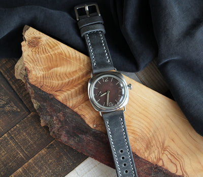 Custom Made Leather Watch Strap - Antique Gray