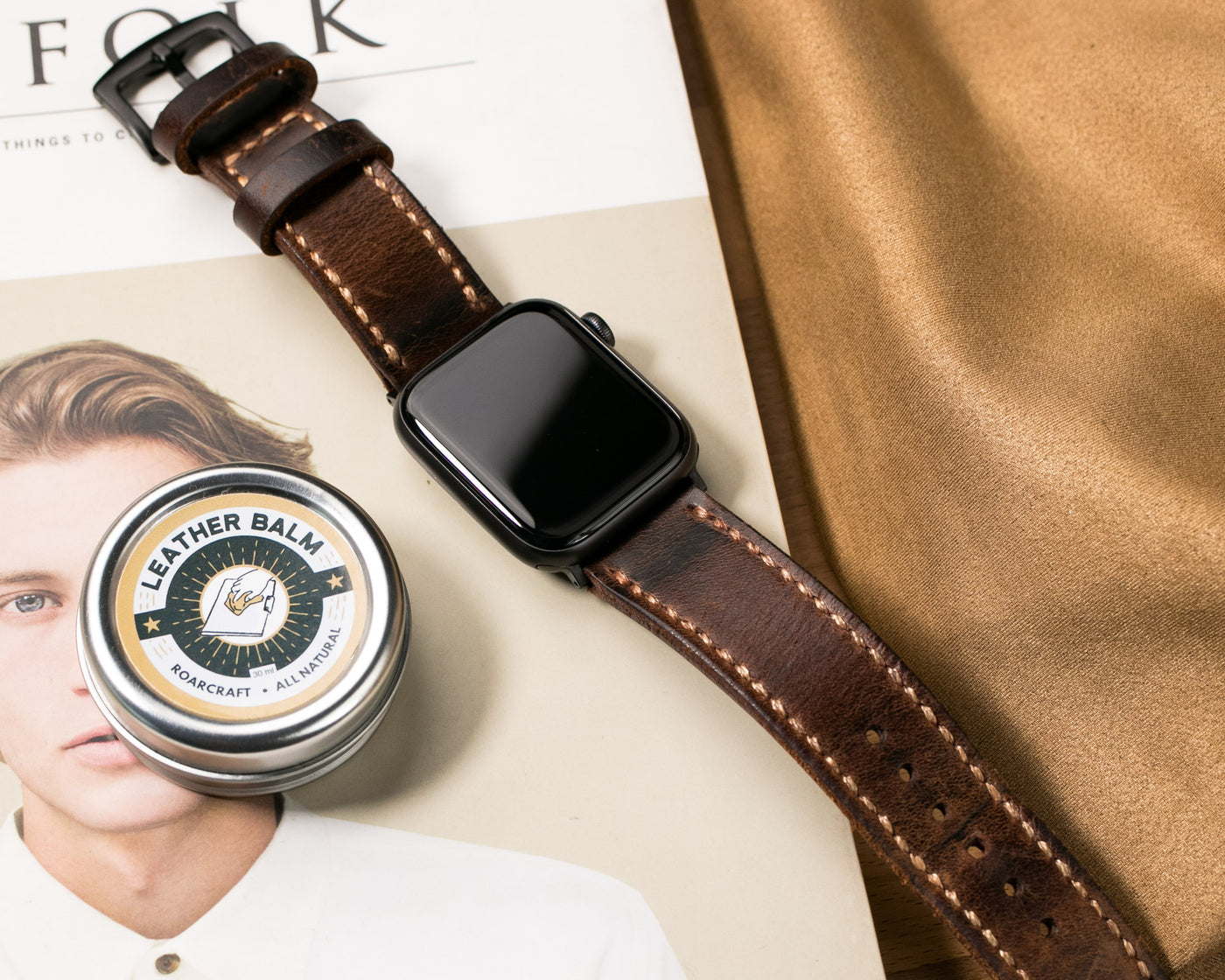 Custom Made Apple Watch Strap - Antique Brown
