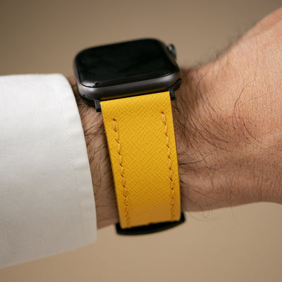 Custom Made Apple Watch Strap - Lemon Saffiano