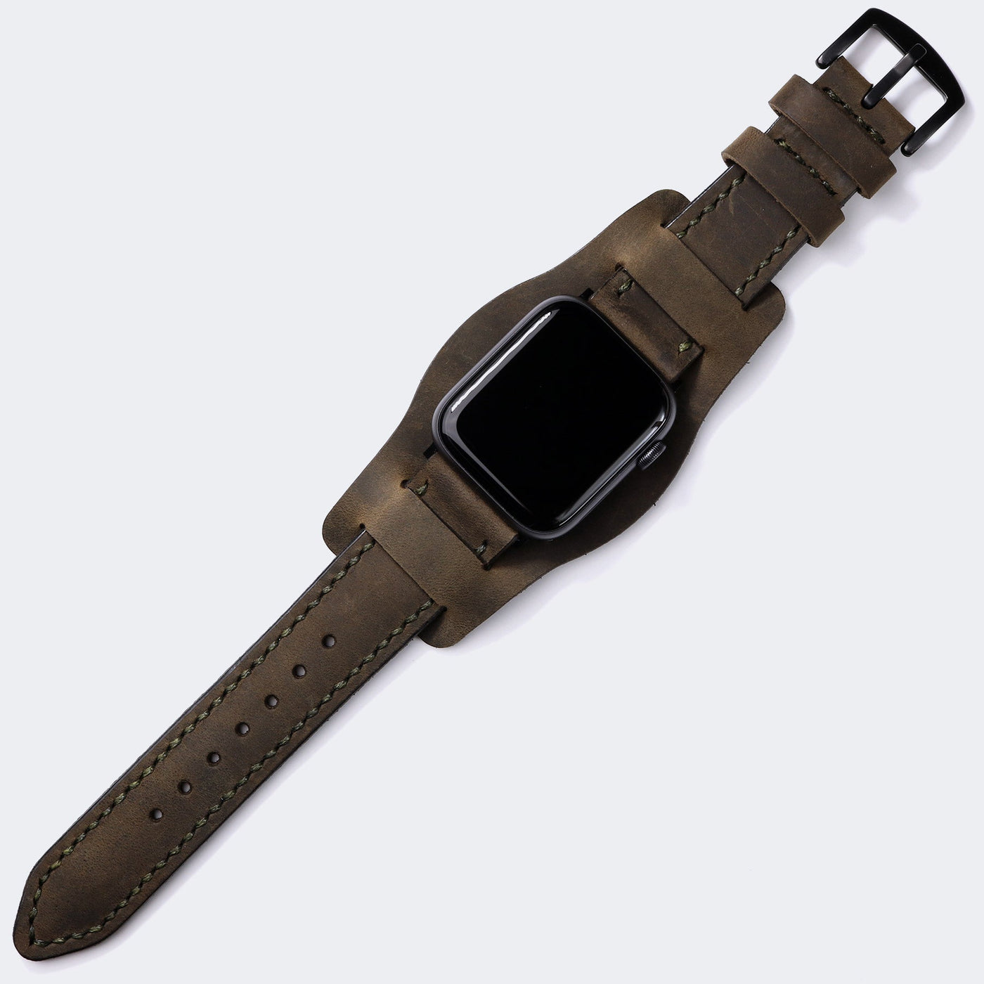 Custom Made Apple Watch Bund Strap - Olive Green