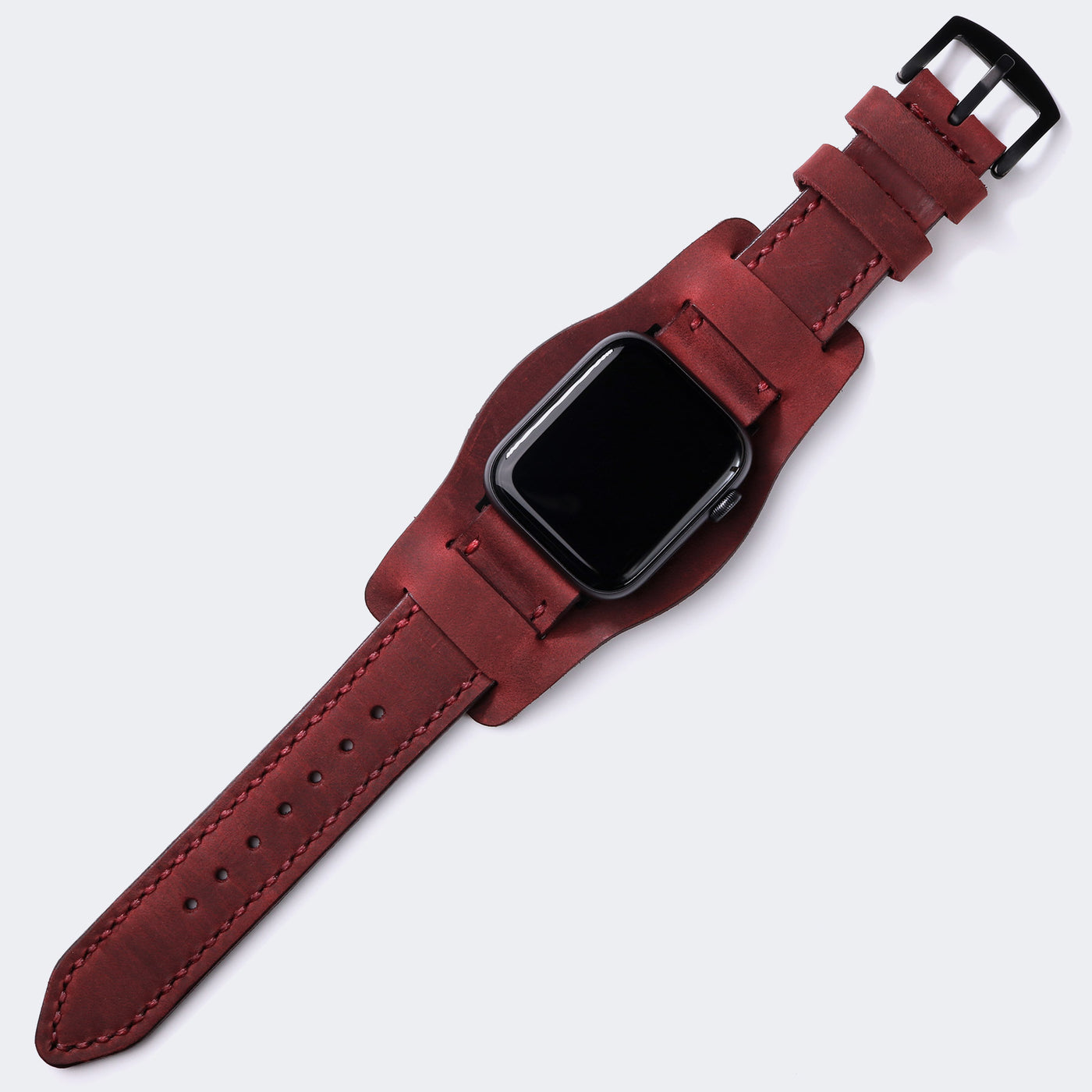 Custom Made Apple Watch Bund Strap - Burgundy
