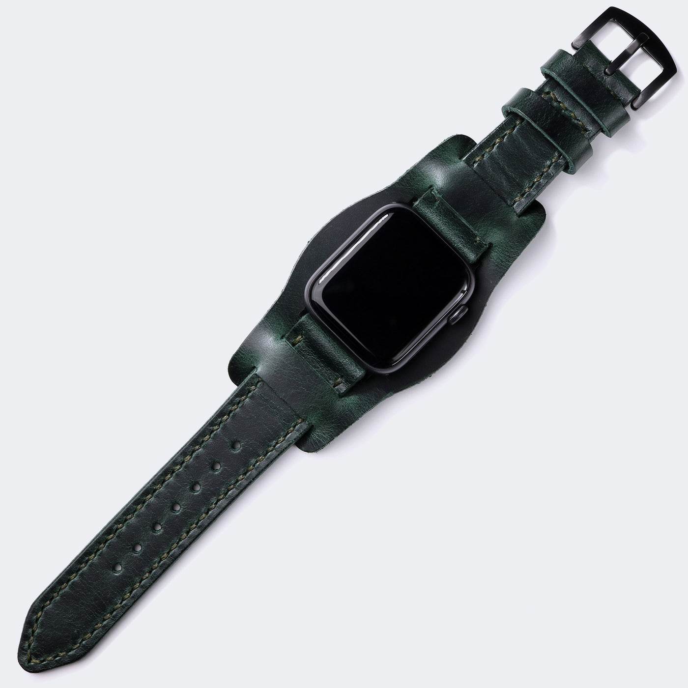 Custom Made Apple Watch Bund Strap - Forest Green