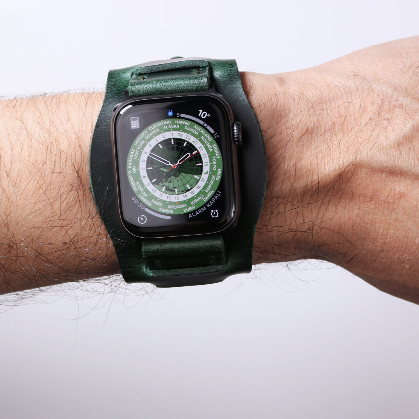 Custom Made Apple Watch Bund Strap - Forest Green