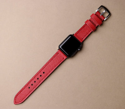Custom Made Apple Watch Strap - Scarlet Red Saffiano