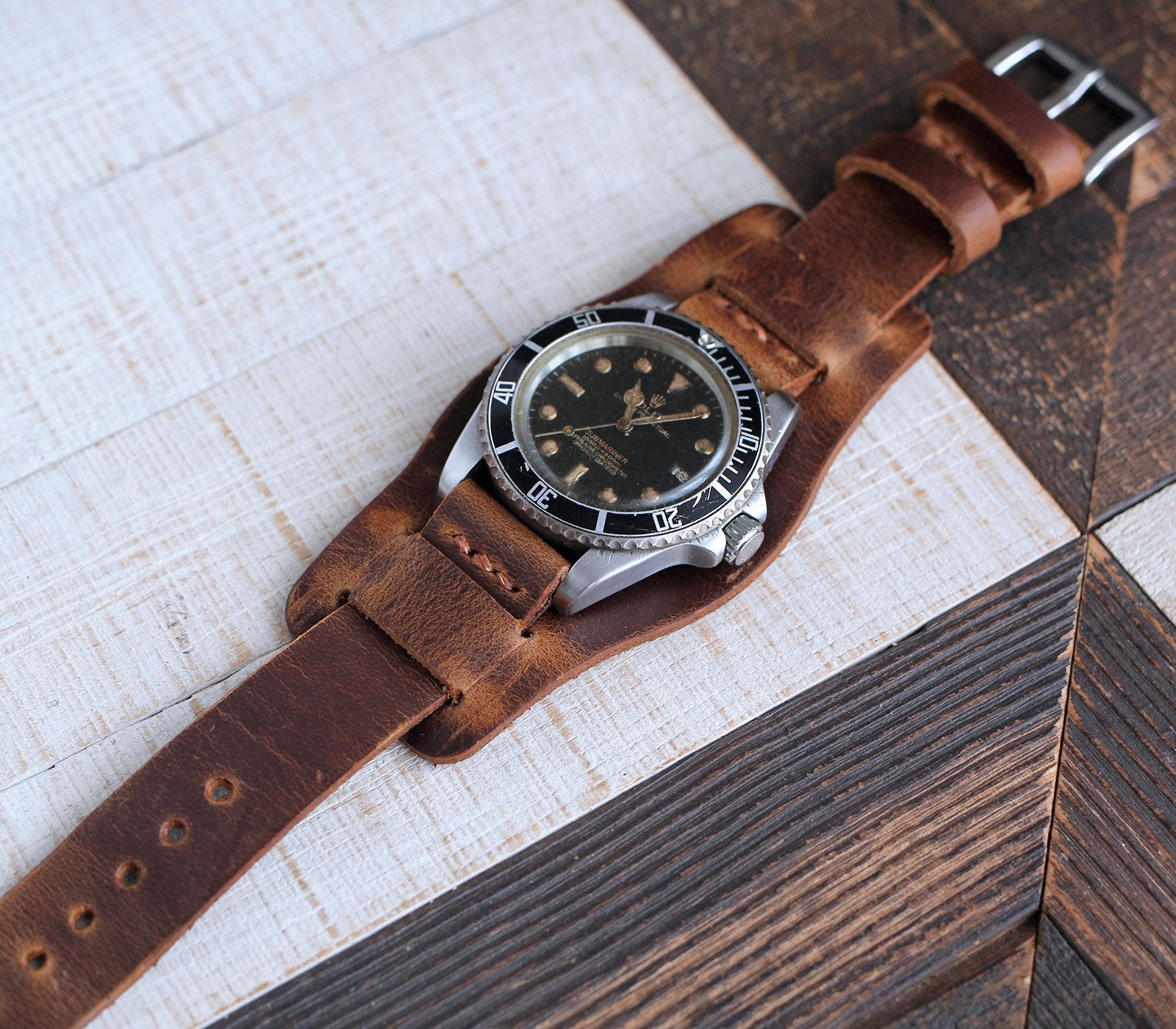 Leather Bund Watch Strap - Antique Brown – Roarcraft