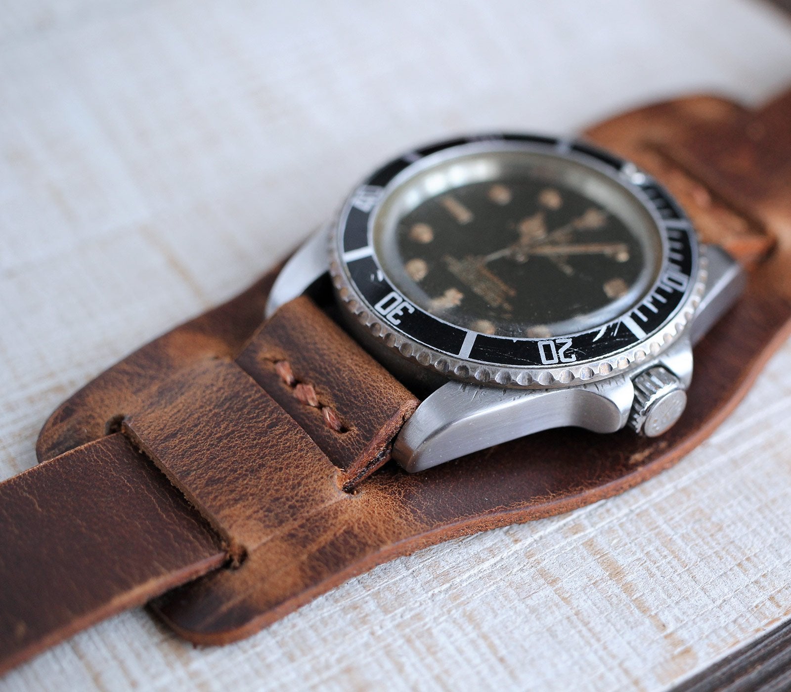 Leather Bund Watch Strap - Antique Brown – Roarcraft