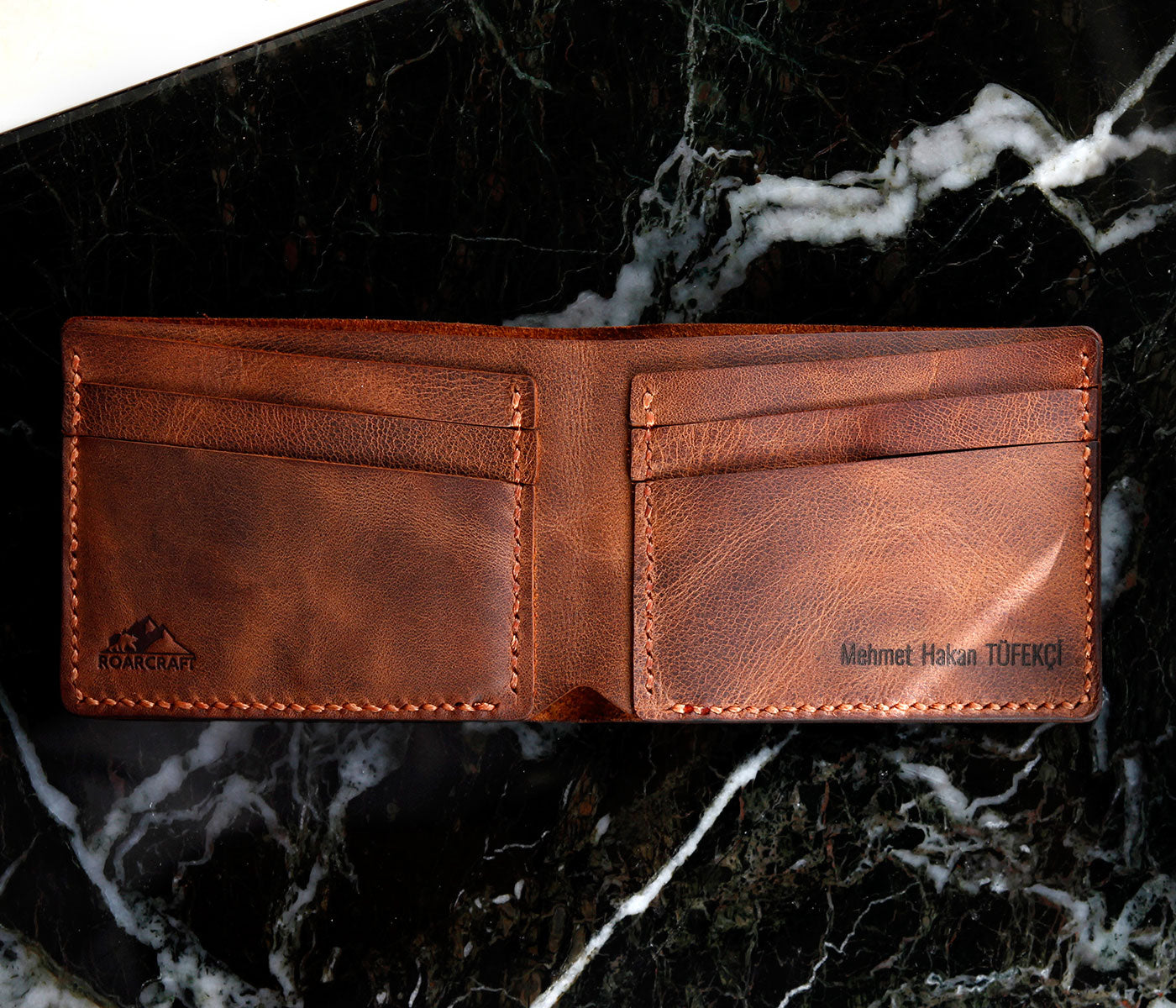 Handmade Bifold Leather Wallet - Personalized Engraving – Roarcraft