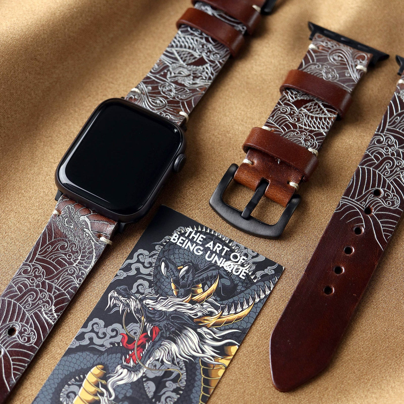 Dragon - Apple Watch Leather Band - Antique Brown