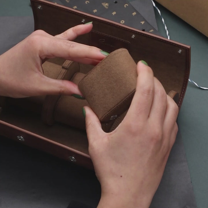 Uhrenetui - 4 Uhren Tabaklederrolle