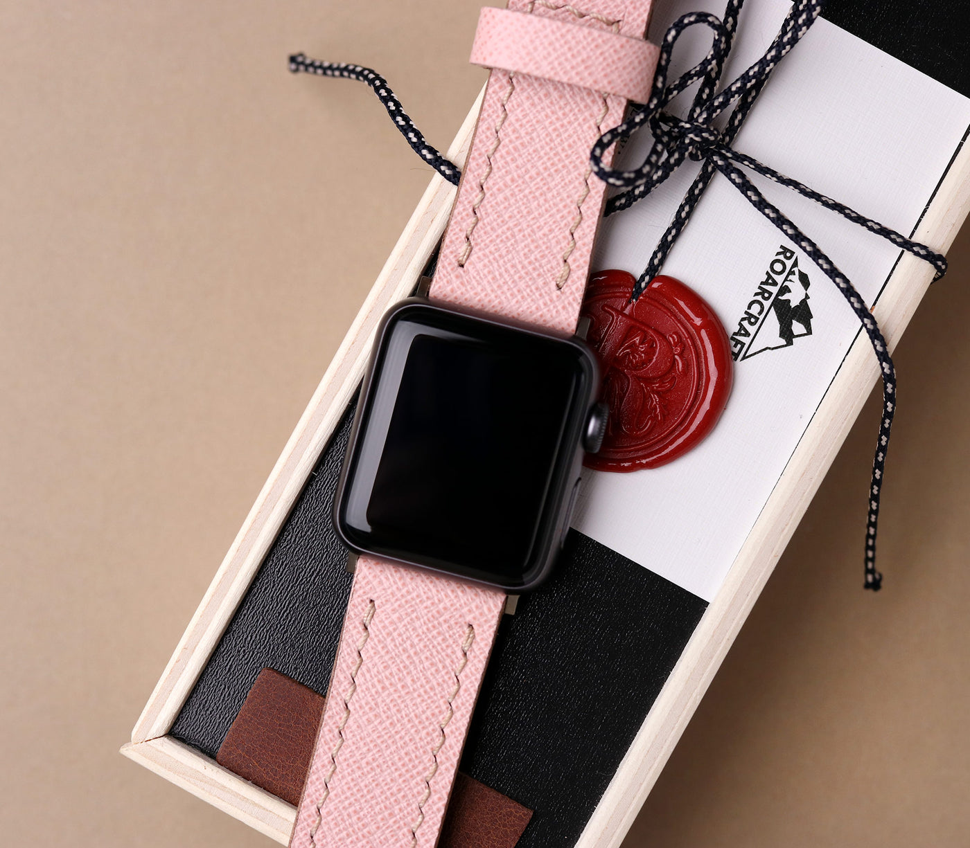Custom Made Apple Watch Strap - Rose Saffiano