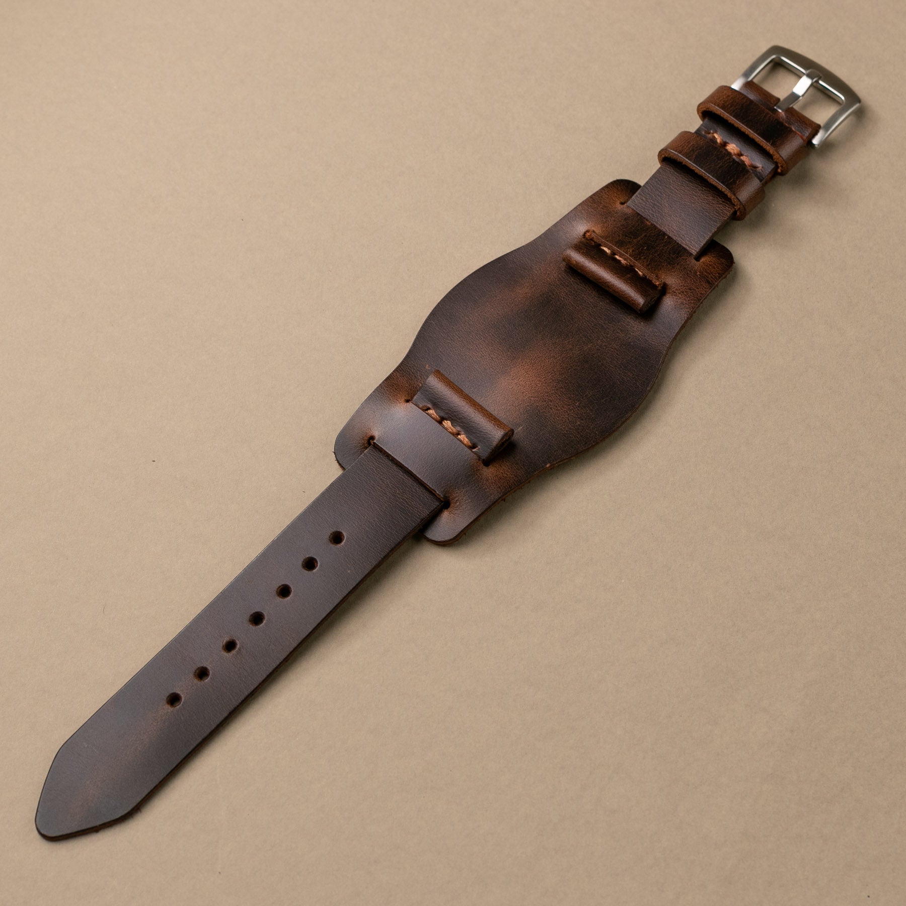 Leather Bund Watch Strap - Antique Brown – Roarcraft