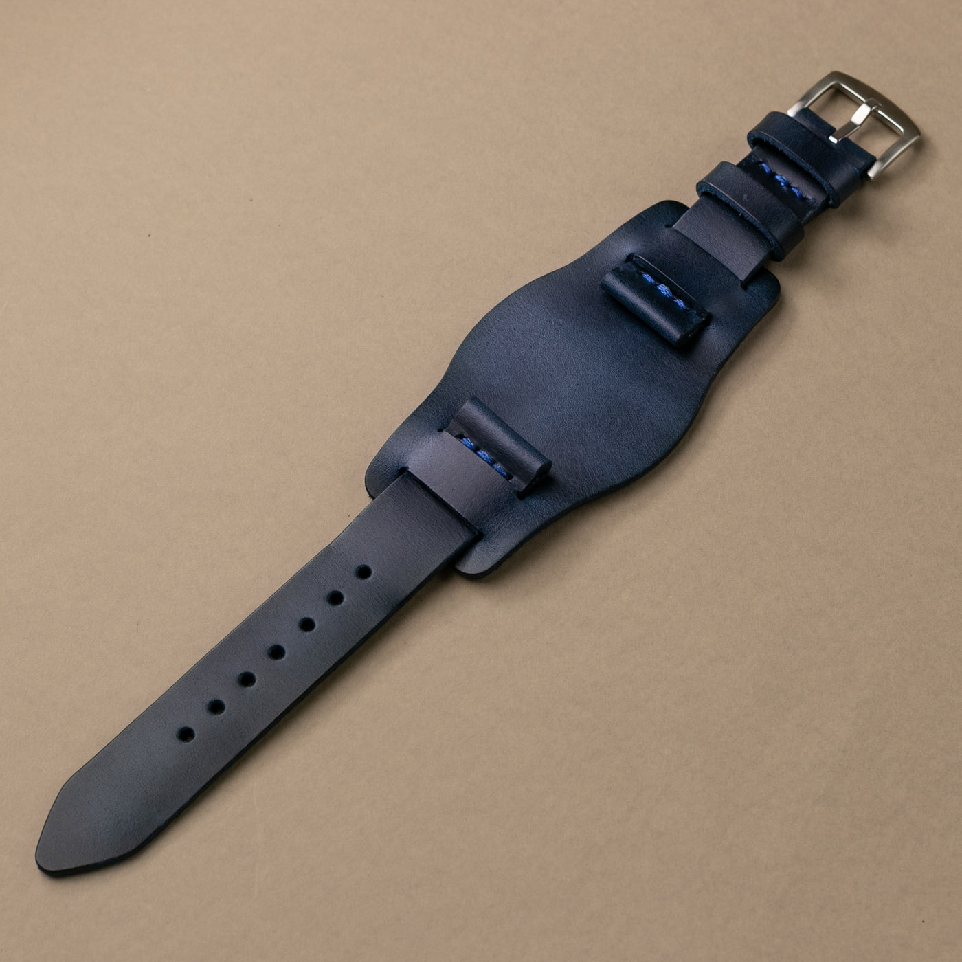 Leather Bund Watch Strap - Indigo Blue