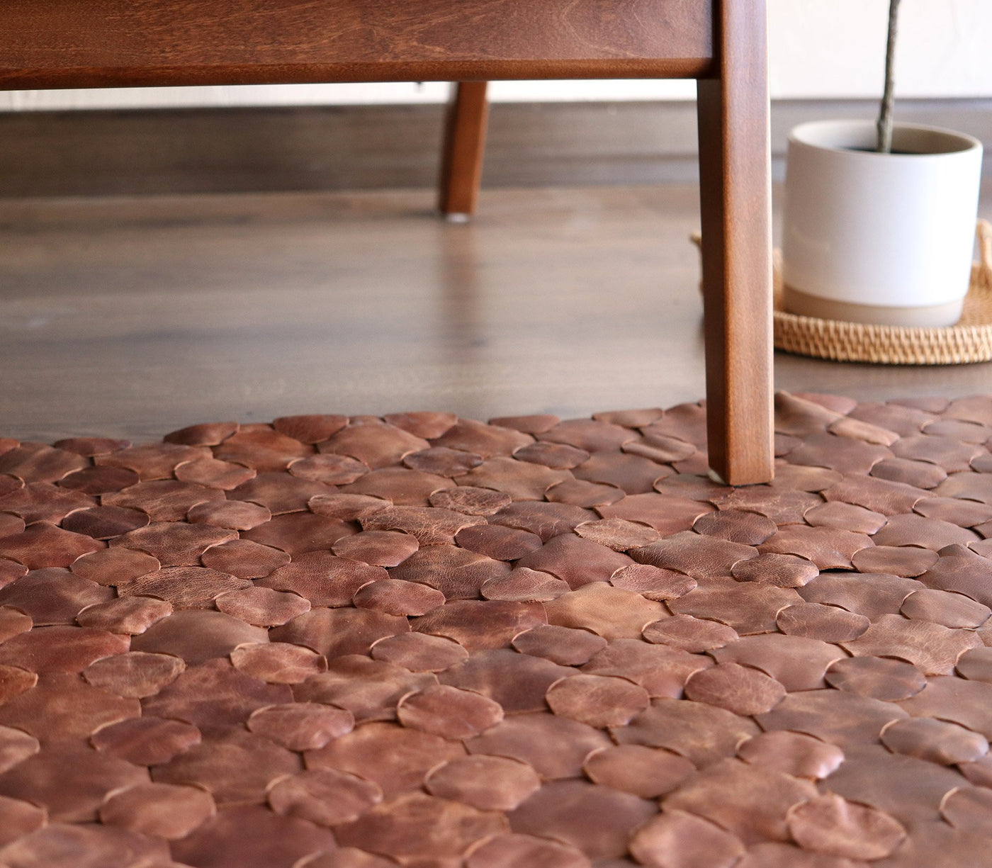 Knitted Leather Rug - Woven Leather Rug - Boho Style – Roarcraft