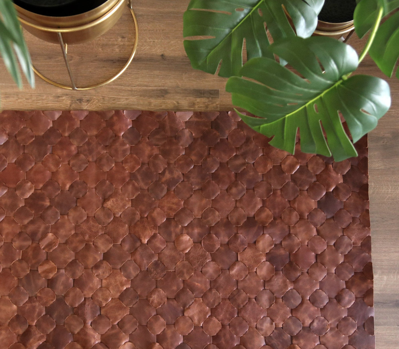 Knitted Leather Rug - Woven Leather Rug - Boho Style – Roarcraft