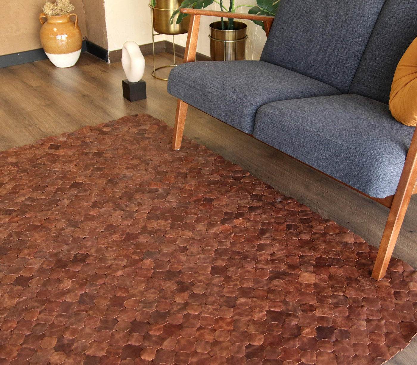 Knitted Leather Rug - Woven Leather Rug - Boho Style – Roarcraft
