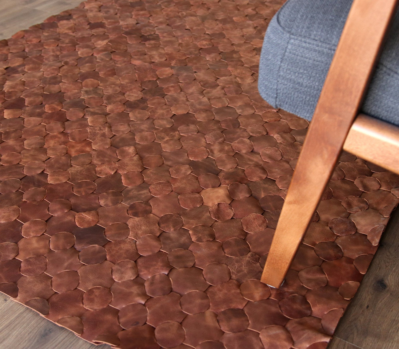 Knitted Leather Rug - Woven Leather Rug - Boho Style – Roarcraft