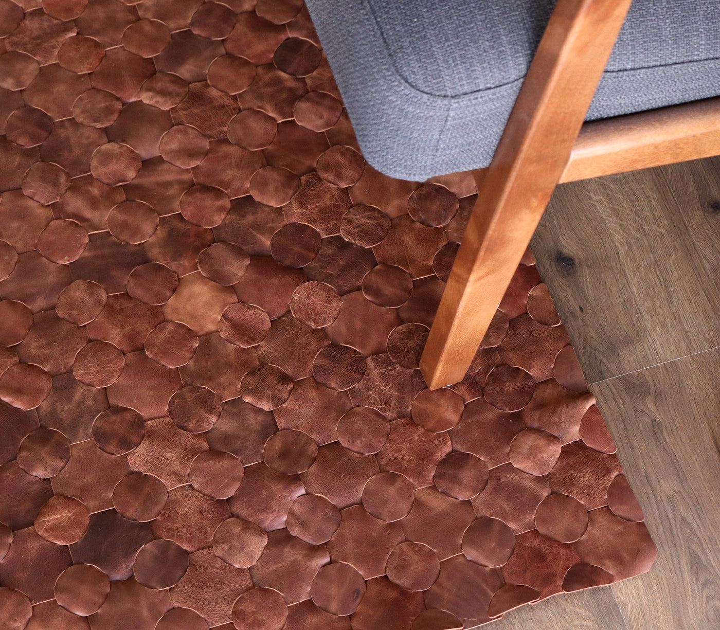 Knitted Leather Rug - Woven Leather Rug - Boho Style – Roarcraft