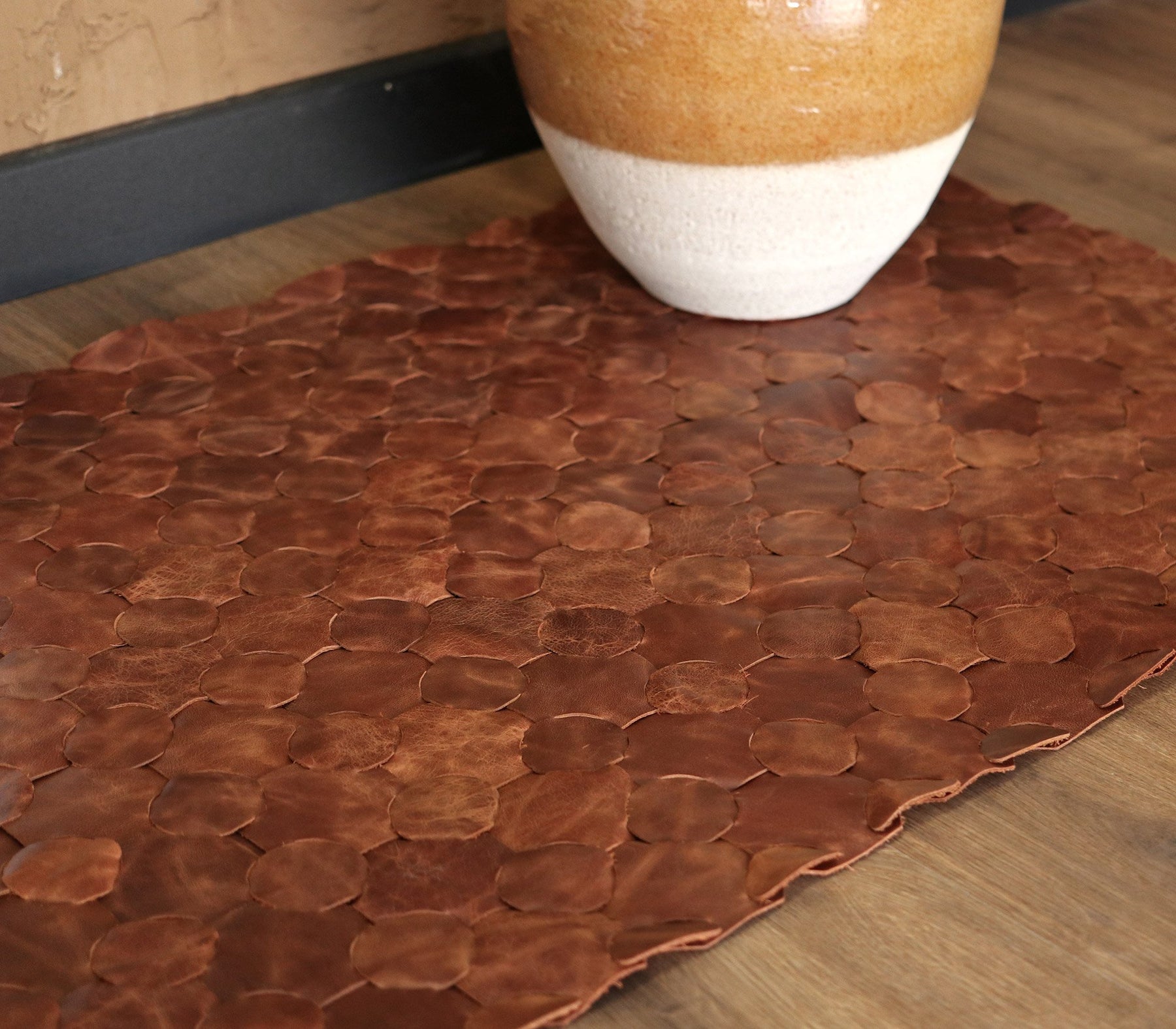 Knitted Leather Rug - Woven Leather Rug - Boho Style – Roarcraft