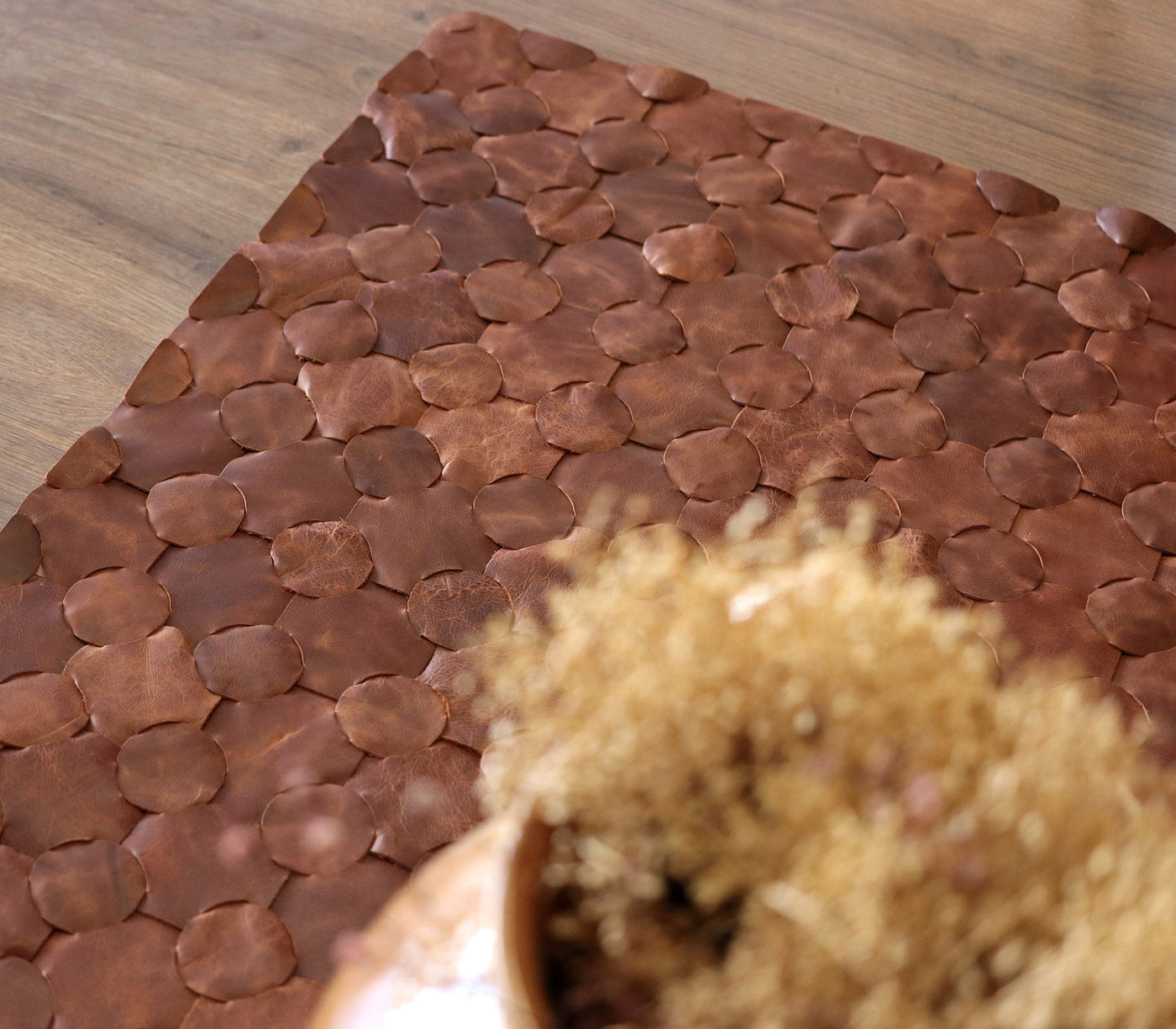 Knitted Leather Rug - Woven Leather Rug - Boho Style – Roarcraft