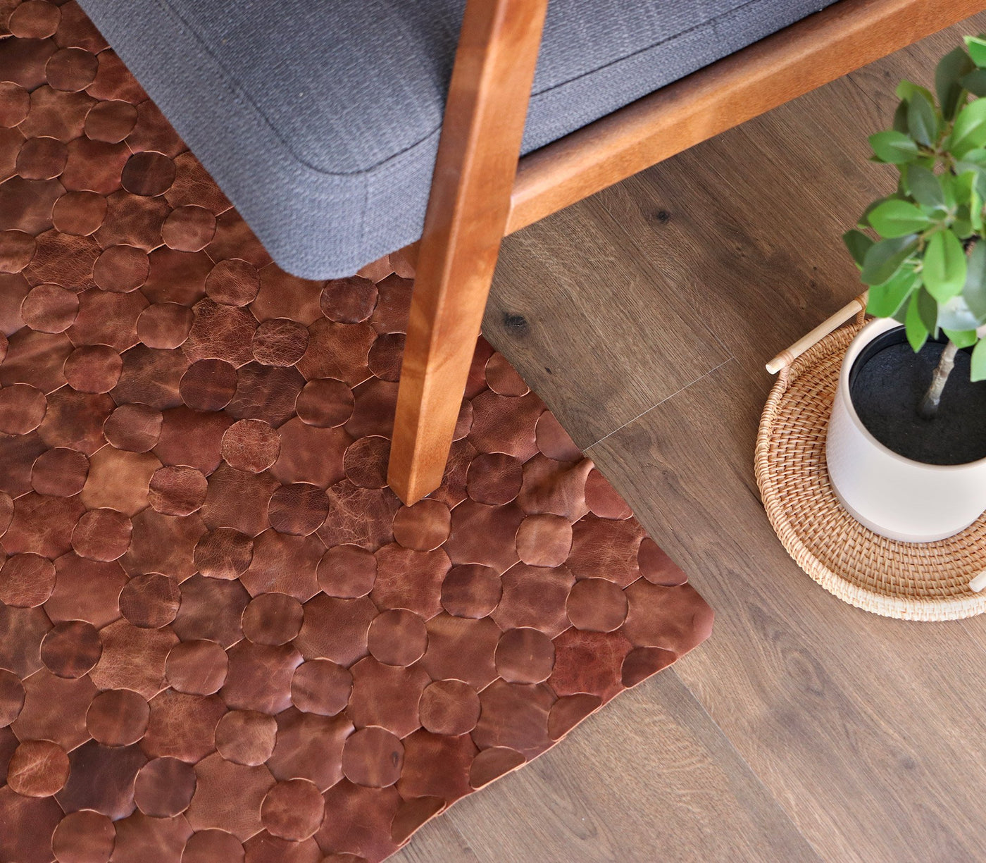 Knitted Leather Rug - Woven Leather Rug - Boho Style – Roarcraft