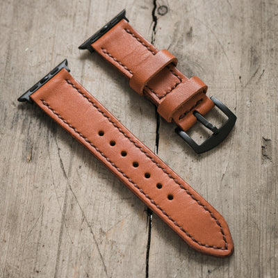 Custom Made Apple Watch Strap - Cognac