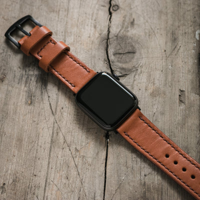 Custom Made Apple Watch Strap - Cognac