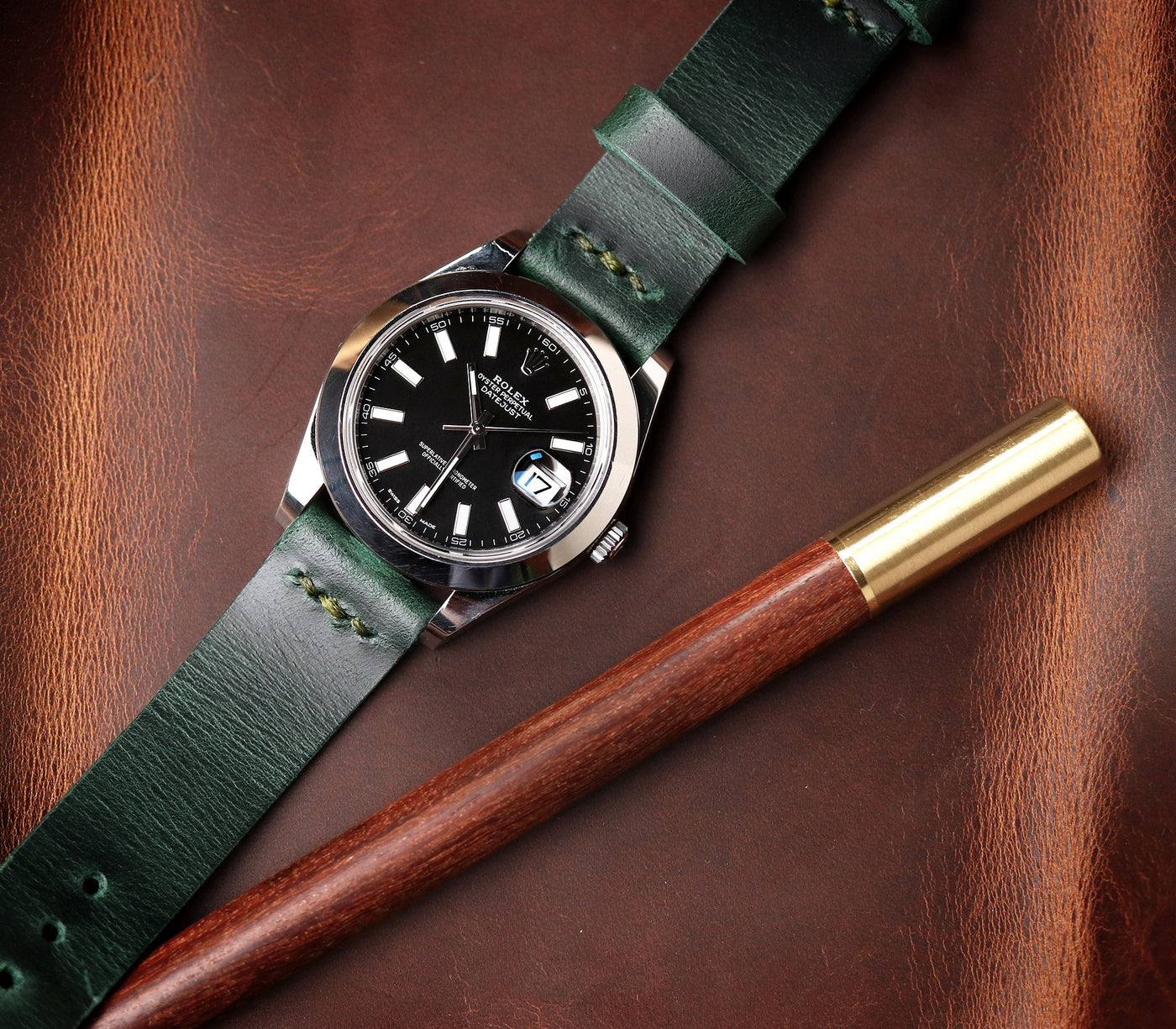 Leather Watch Strap - Forest Green