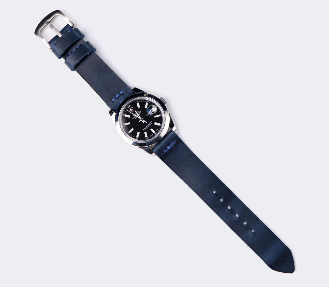 Leather Watch Strap - Indigo Blue