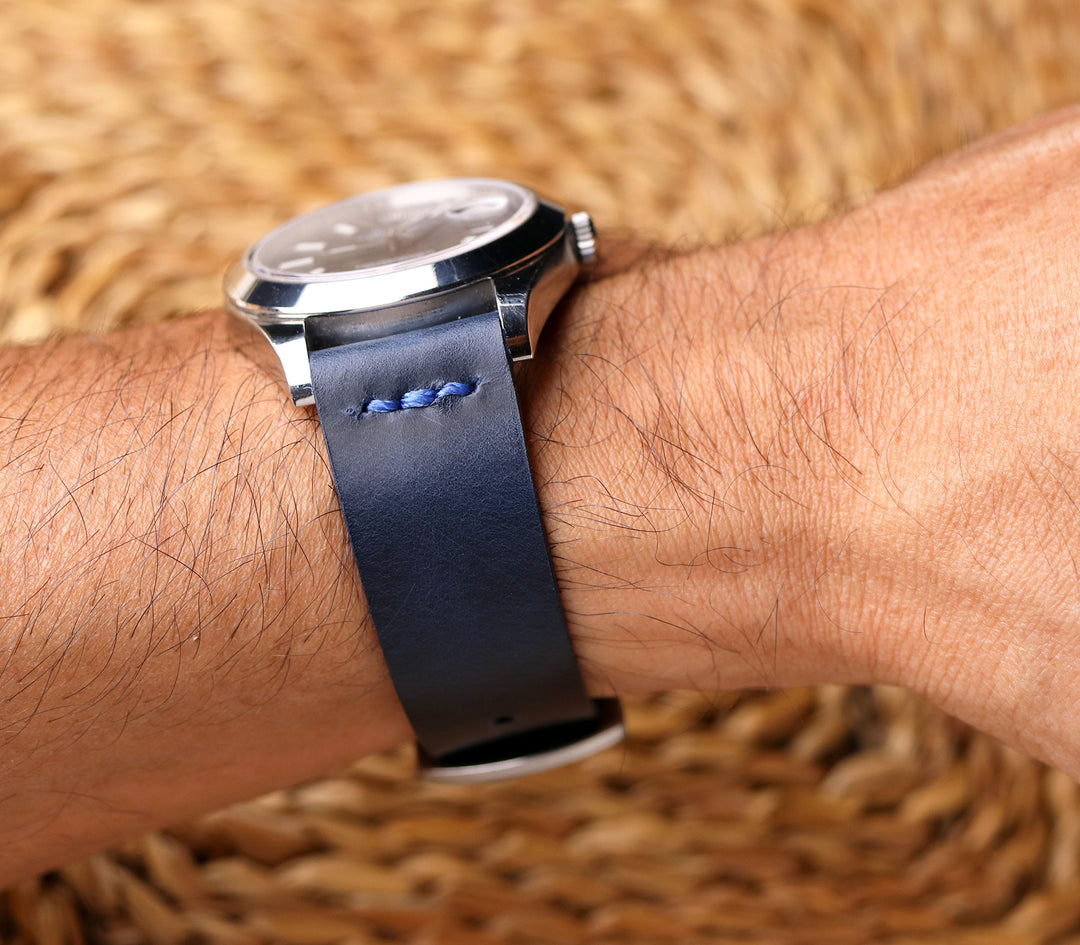 Leather Watch Strap - Indigo Blue