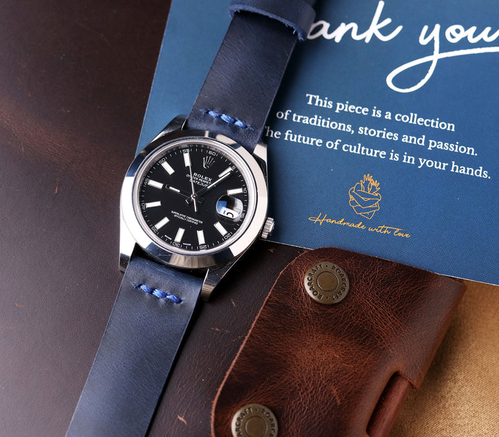 Leather Watch Strap - Indigo Blue