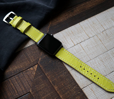 Custom Made Apple Watch Strap - Lime Saffiano