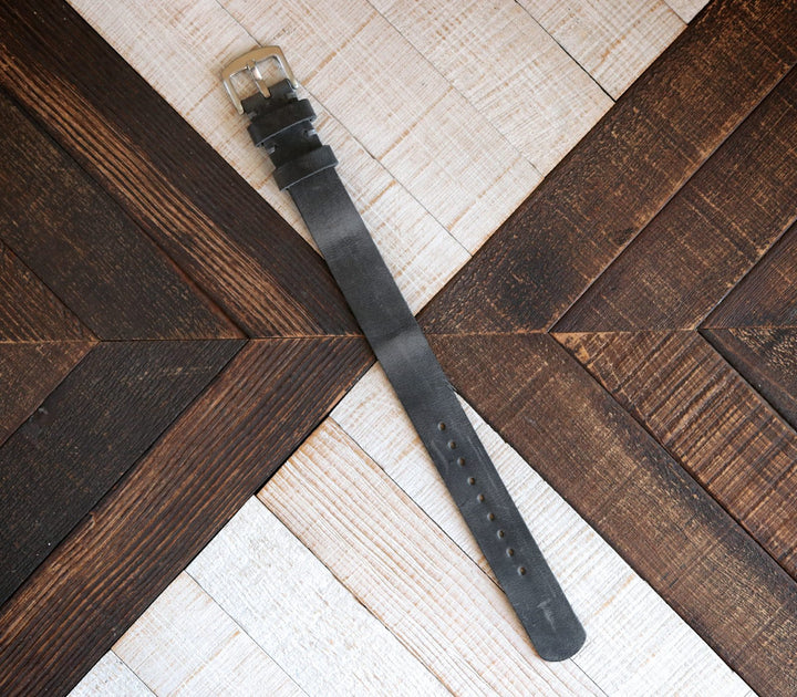 Military Style Leather Watch Strap - Antique Gray