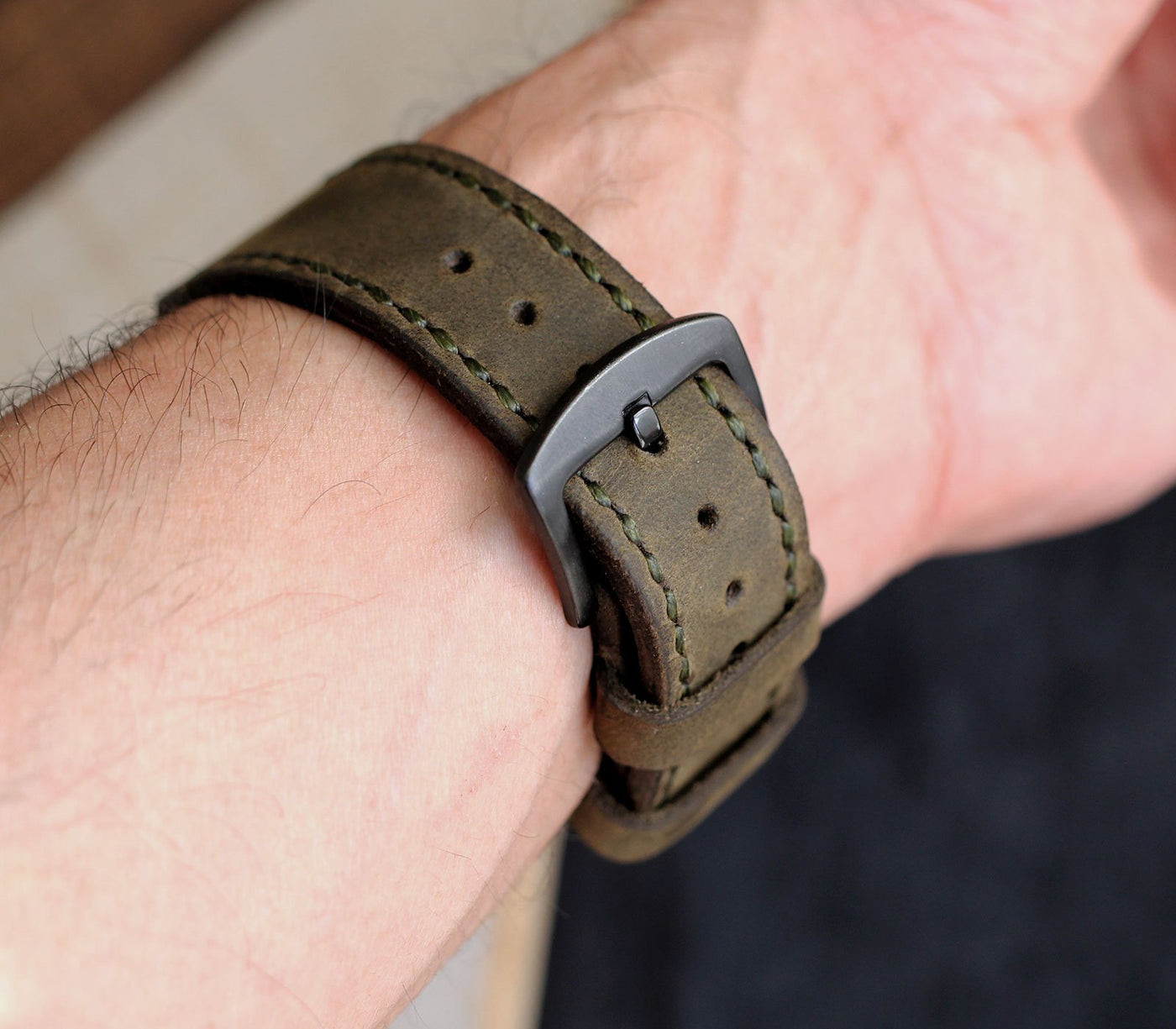 Custom Made Apple Watch Strap - Olive Green