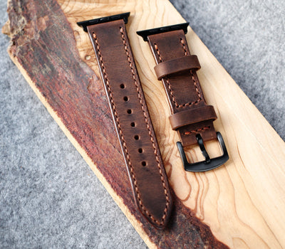 Custom Made Apple Watch Strap - Antique Brown