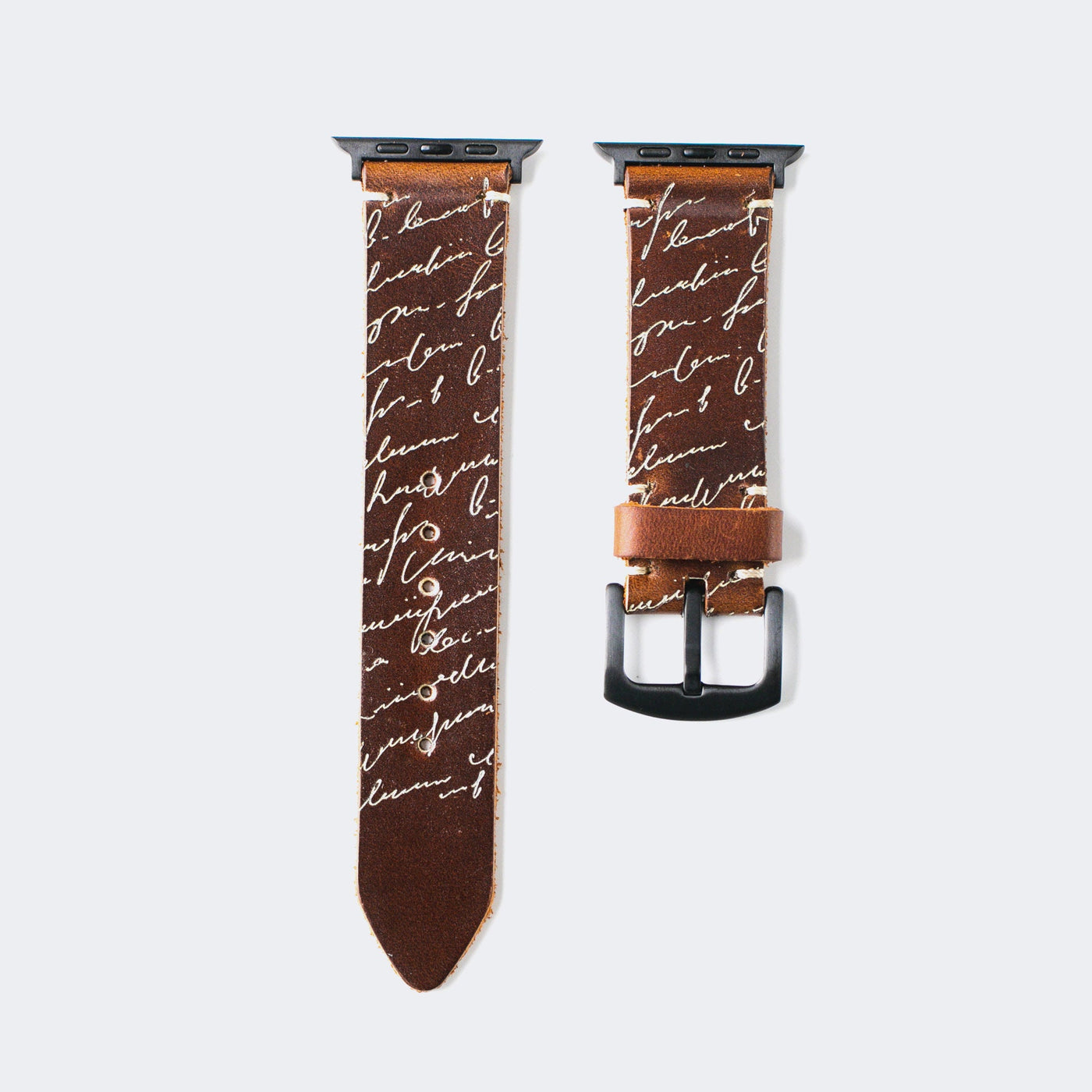 Scritto White - Apple Watch Leather Band - Antique Brown