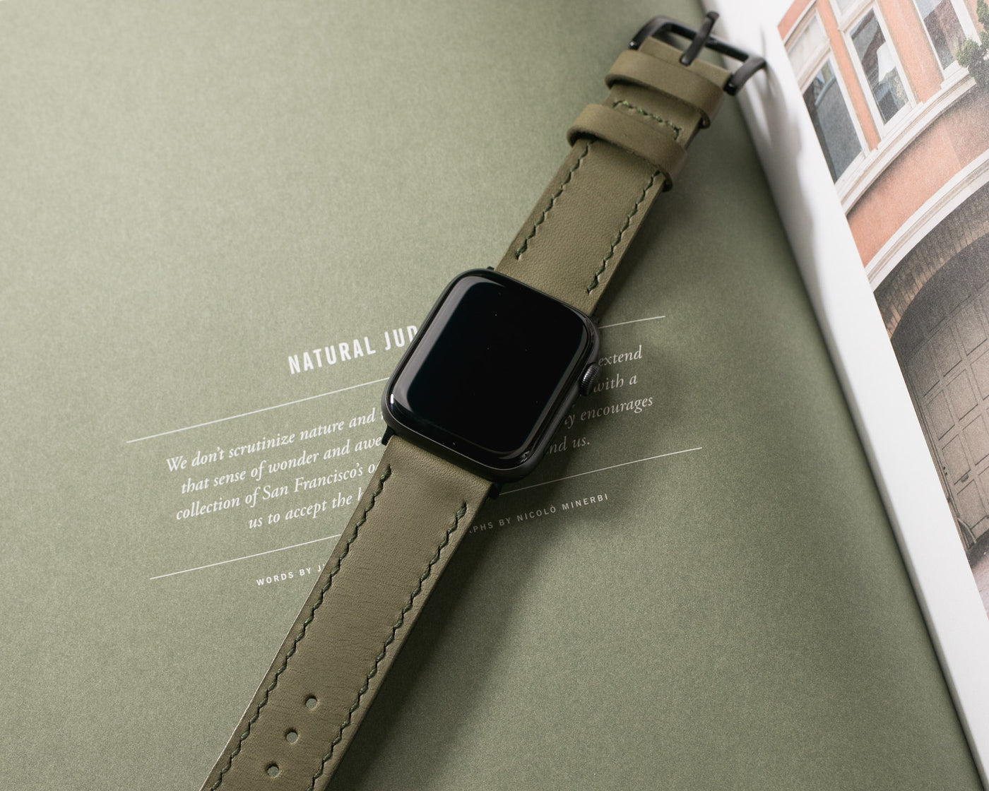 Custom Made VegTan Leather Watch Strap - Olive