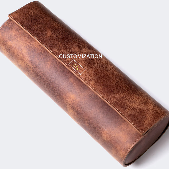 Uhrenetui - 4 Uhren Tabaklederrolle