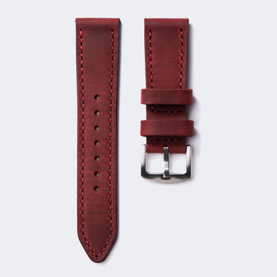 Custom Made Leather Watch Strap - Burgundy