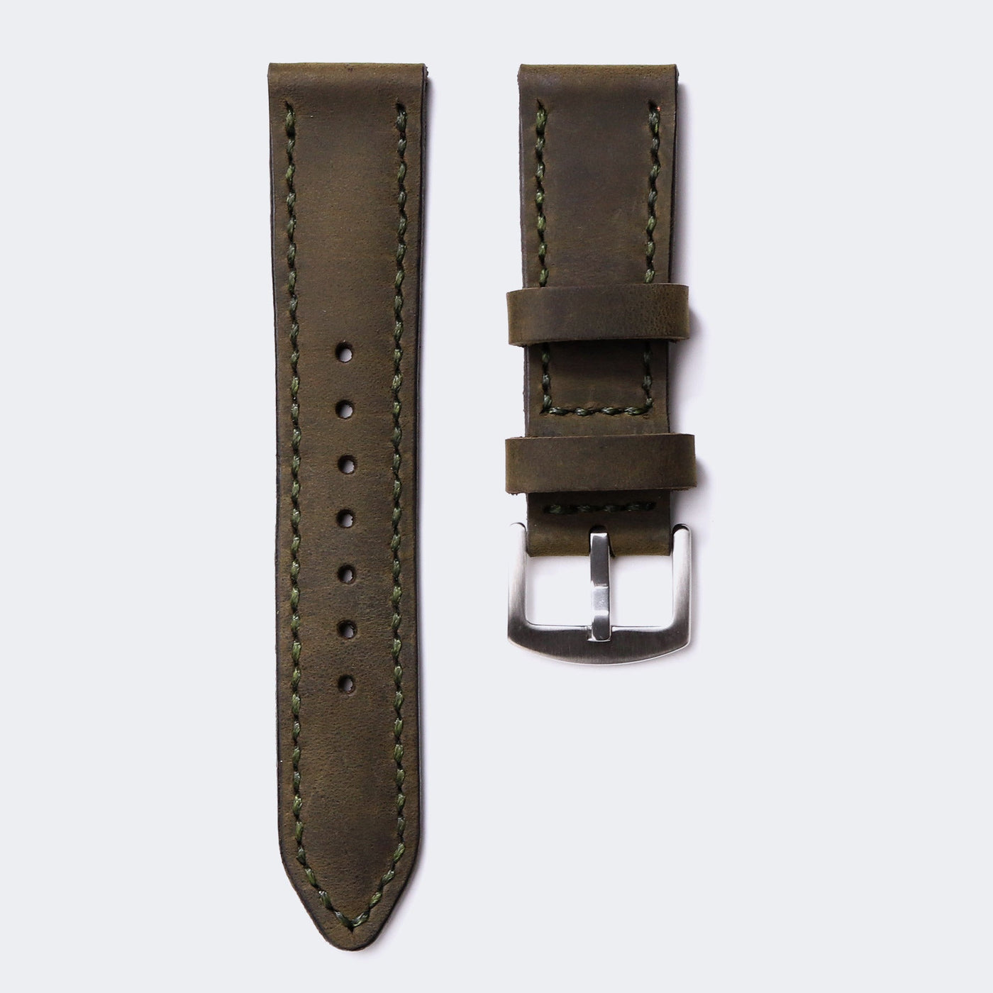 Custom Made Leather Watch Strap - Olive Green