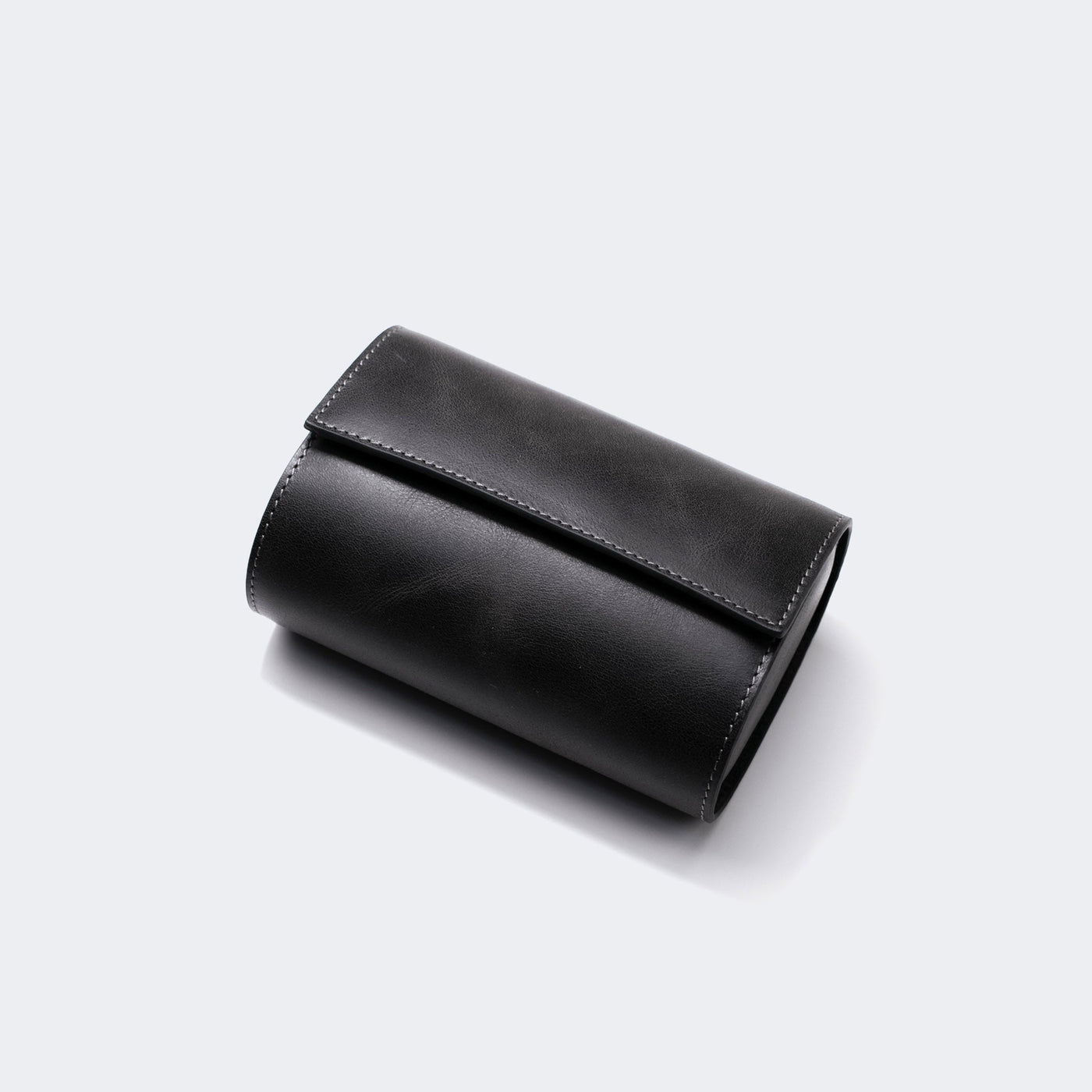 Leather Travel Watch Case - Coal - Double Watch Roll