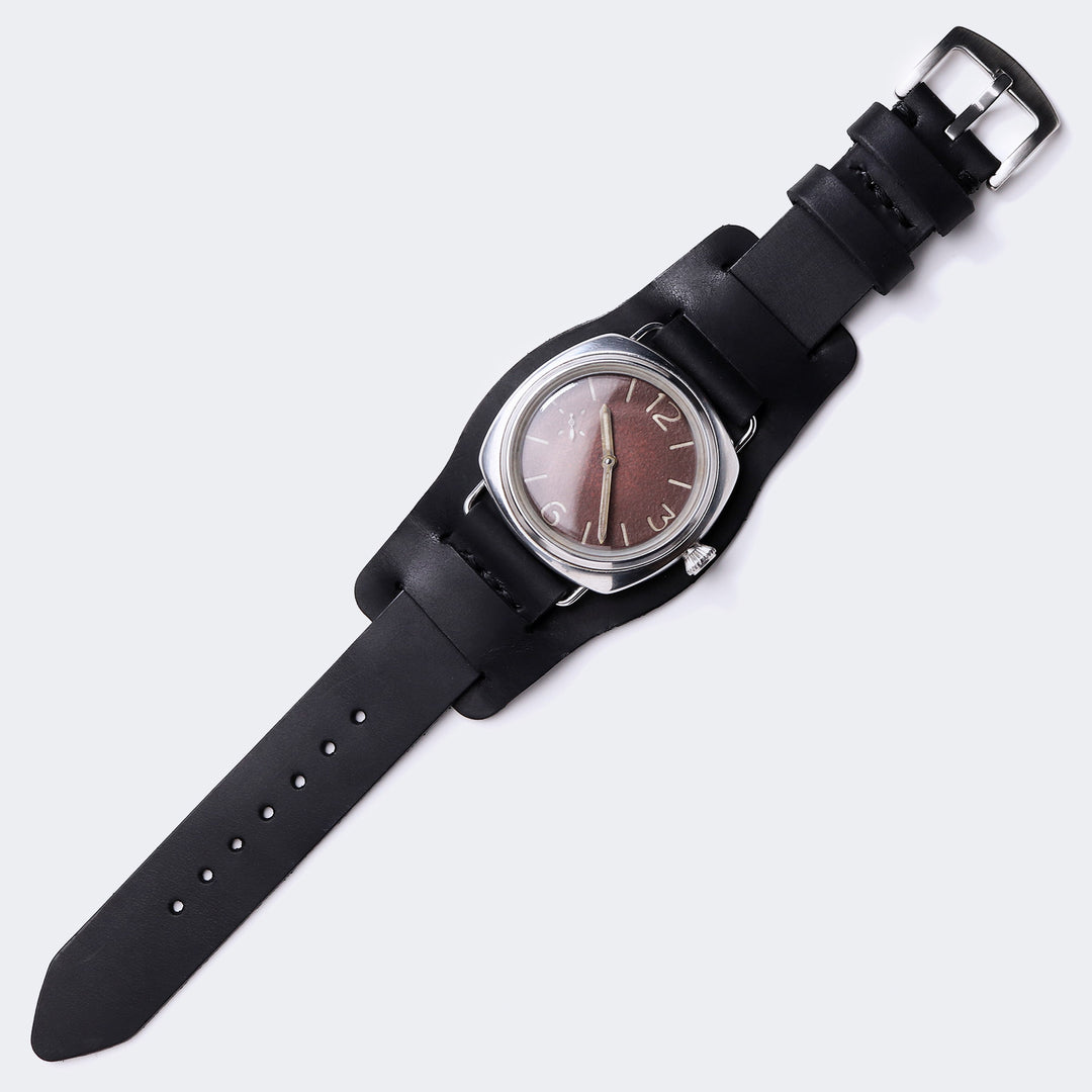 Leather Bund Watch Strap Black Roarcraft